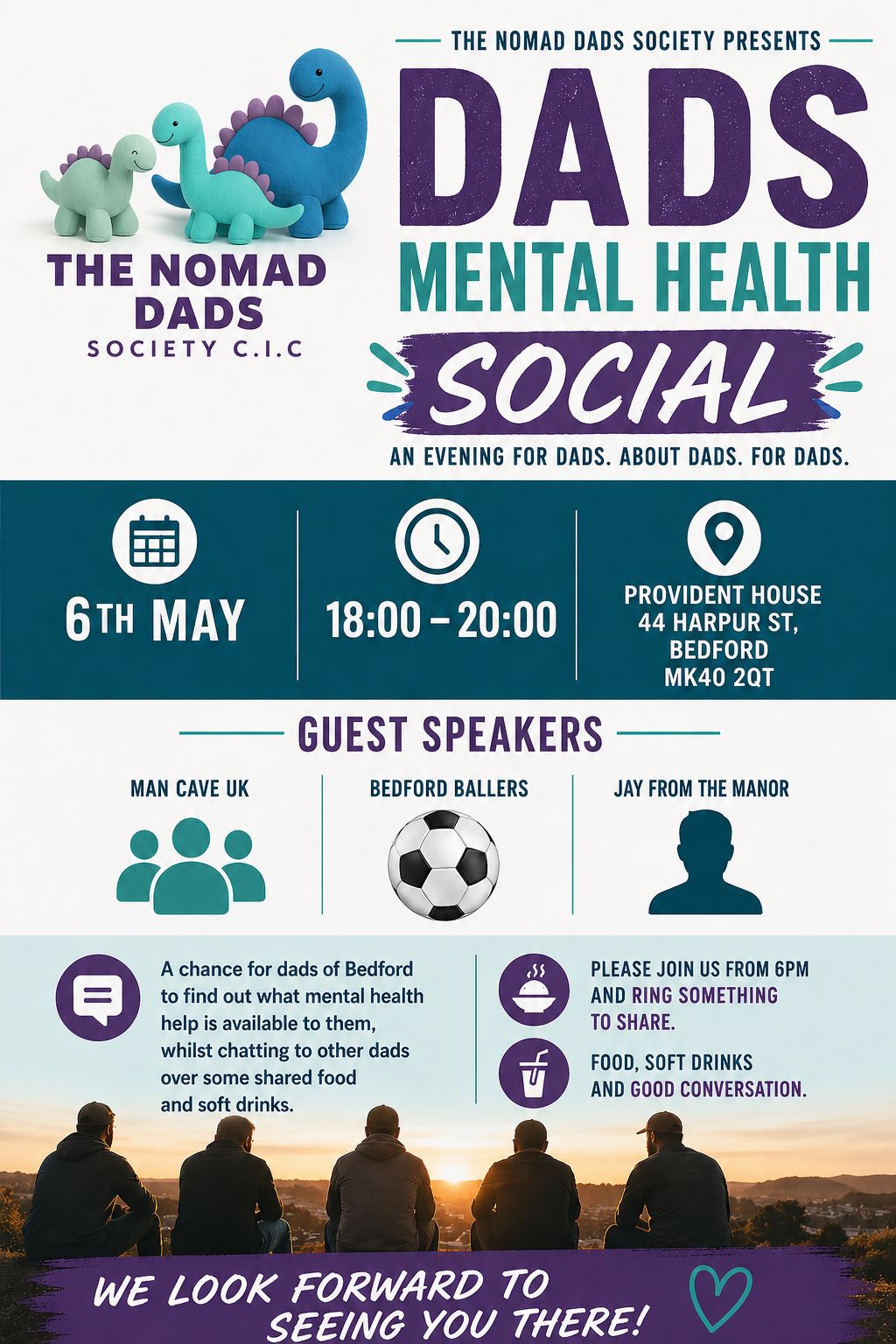 Nomad Dads Mental Health Social flyer